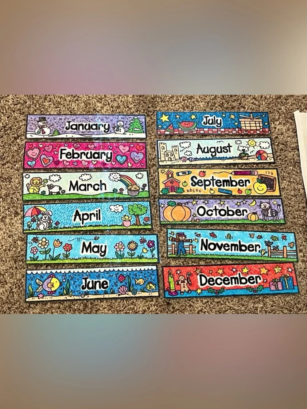 Clear Pocket Chart Calendar with Colorful Month Cards